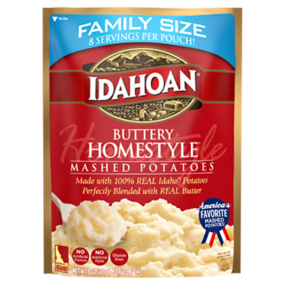 Idahoan Buttery Homestyle® Mashed Potatoes Family Size, 8 oz Pouch (Pack of 8), 8 Ounce