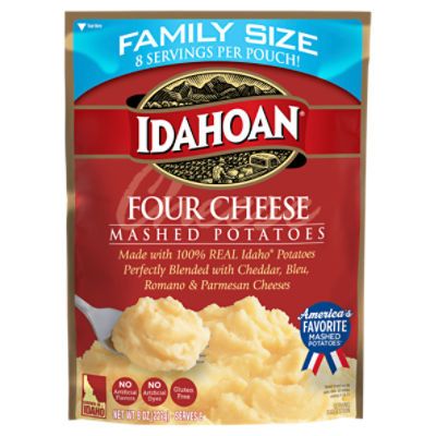 Idahoan Four Cheese Mashed Potatoes Family Size, 8 oz Pouch