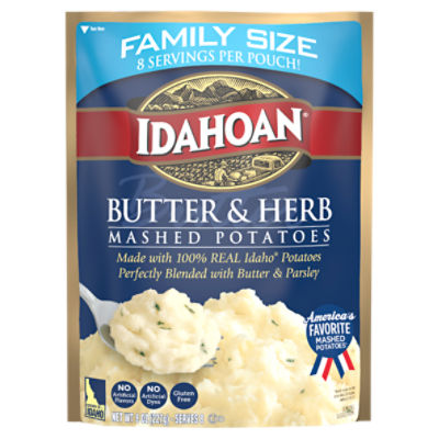 Idahoan Butter & Herb Mashed Potatoes Family Size, 8 oz Pouch