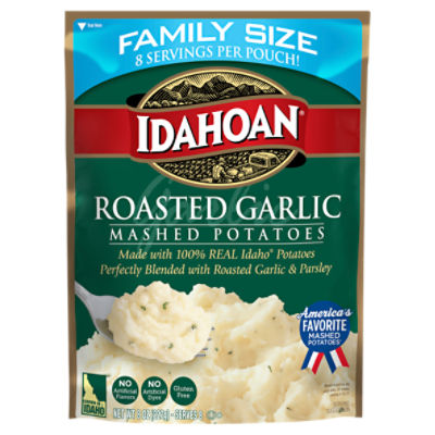 Idahoan Roasted Garlic Mashed Potatoes Family size, 8 oz (Pack of 8)