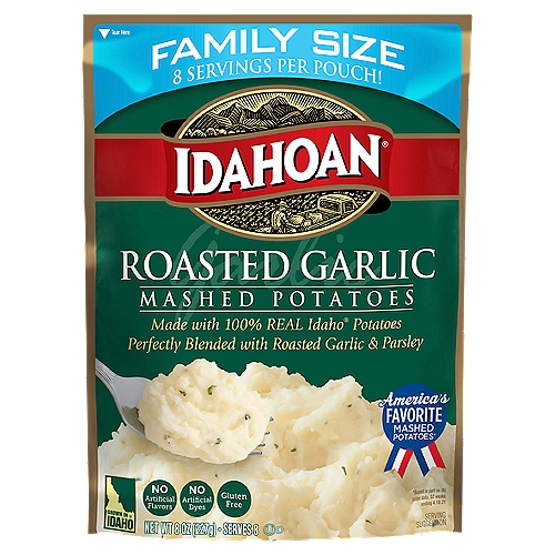 Idahoan Roasted Garlic Mashed Potatoes Family Size, 8 oz Pouch