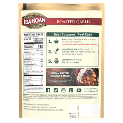 Idahoan Roasted Garlic Mashed Potatoes Family size, 8 oz (Pack of 8)