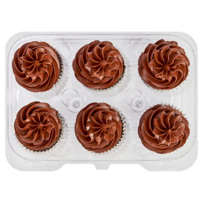 6 Pack Chocolate Cupcakes W/ Fudge Icing