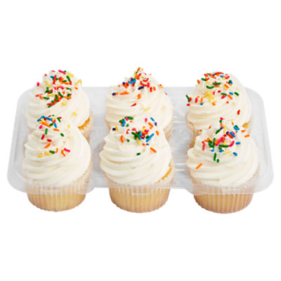 6 Pack Yellow Cupcakes W/ Vanilla Icing