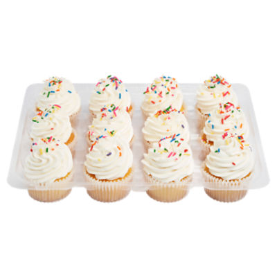 12 Pack Yellow Cupcakes W/ Vanilla Icing, 24 Ounce