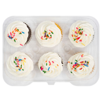 Fresh Bake Shop Yellow & Chocolate Cupcakes w/ Vanilla Icing, 10 oz ...