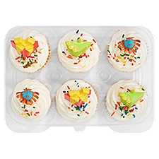 6 Pack Yellow Cupcake W/ Vanilla Icing & Picks