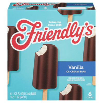 Friendly's Vanilla Ice Cream Bars 6 - 2.75 fl oz Bars, 16.5 Fluid ounce