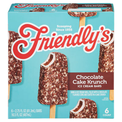 Friendly's Chocolate Cake Krunch Ice Cream Bars 6 - 2.75 fl oz Bars
