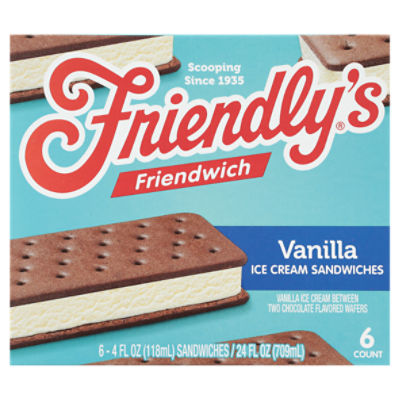 Friendly's Friendwich Vanilla Ice Cream Sandwiches 6 - 4 fl oz Sandwiches