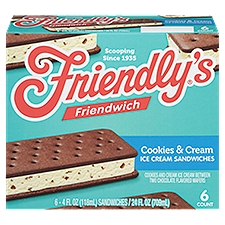 Friendly's Friendwich Cookies & Cream Ice Cream Sandwiches 6 - 4 fl oz Sandwiches, 24 Fluid ounce