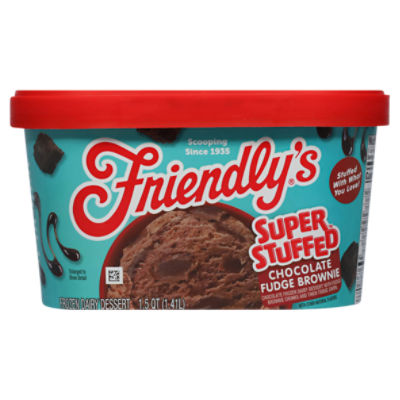 Friendly's Super Stuffed Chocolate Fudge Brownie Frozen Dairy Dessert 1.5 qt, 48 Fluid ounce