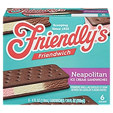 Friendly's Friendwich Neapolitan Ice Cream Sandwiches 6 - 4 fl oz Sandwiches