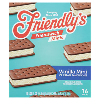 Friendly's Friendwich Vanilla Ice Cream Sandwiches Minis 16 - 2.25 fl oz Sandwiches, 36 Fluid ounce