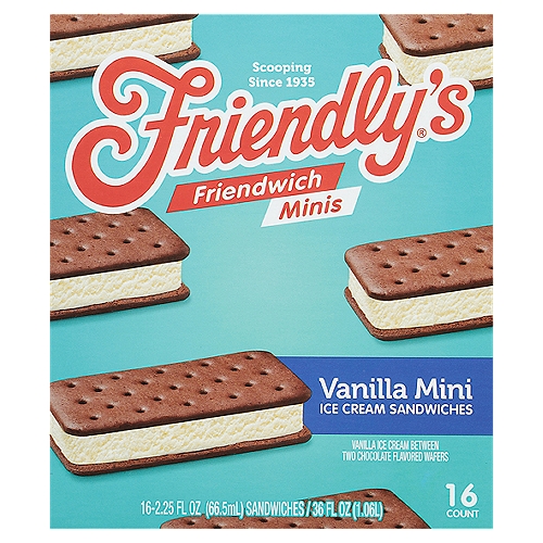 Friendly's Friendwich Vanilla Ice Cream Sandwiches Minis 16 - 2.25 fl oz Sandwiches