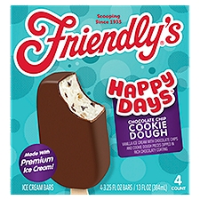 Friendly's Happy Days Chocolate Chip Cookie Dough Ice Cream Bars, 3.25 fl oz, 4 count