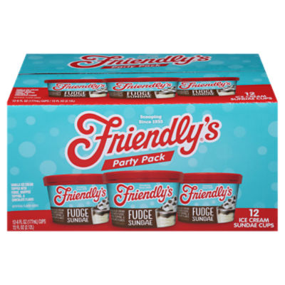 Friendly's Fudge Sundae Ice Cream Sundae Cups Party Pack 12 - 6 fl oz Cups