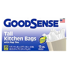 Good Sense 13 Gal. Lemon Scent with Flap Ties, Tall Kitchen Bags, 25 Each