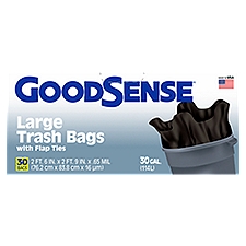 Good Sense 30 Gal. Large Trash Bags with Flap Ties, 30 count, 30 Each