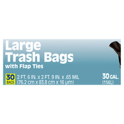 Good Sense 30 Gal. Large Trash Bags with Flap Ties, 30 count
