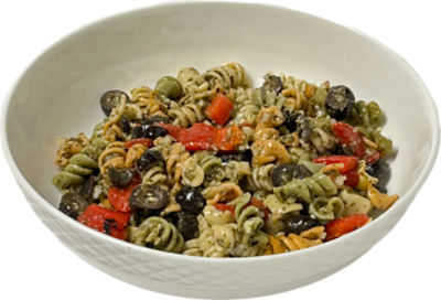 Store Made Pesto Pasta Salad with Artichoke hearts and Roasted Red Peppers