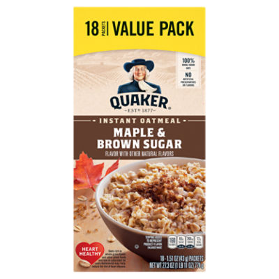 Quaker Instant Oatmeal Maple & Brown Sugar 1.51 Oz 18 Count, 27.3 Ounce