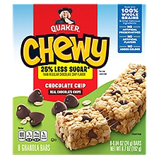 Quaker Chewy Chocolate Chip 25% Less Sugar Granola Bars, 6.7 Ounce