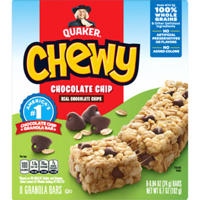 Quaker Chewy Granola Bars, Chocolate Chip, 6.7 Oz, 8 Count