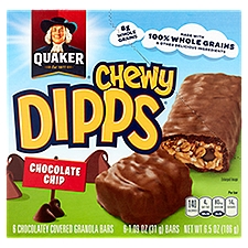 Quaker Chewy Dipps Chocolate Chip Chocolatey Covered, Granola Bars, 6.5 Ounce