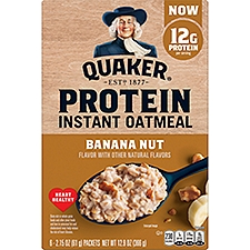 Quaker Select Starts Protein Banana Nut Instant Oatmeal, 2.15 oz, 6 count