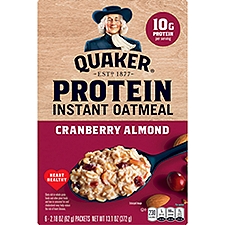 Quaker Protein Cranberry Almond Instant Oatmeal, 2.18 oz, 6 count