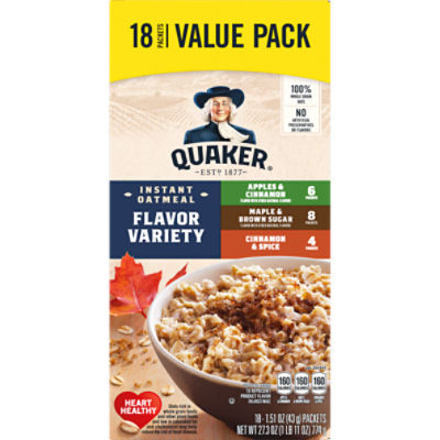 Quaker Instant Oatmeal Flavor Variety 1.51 Oz 18 Count