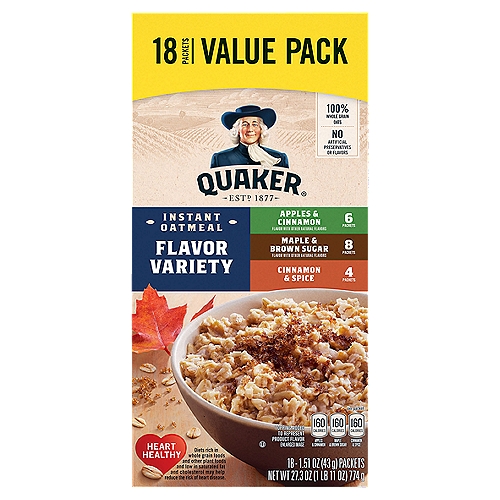 Quaker Instant Oatmeal Flavor Variety 1.51 Oz 18 Count