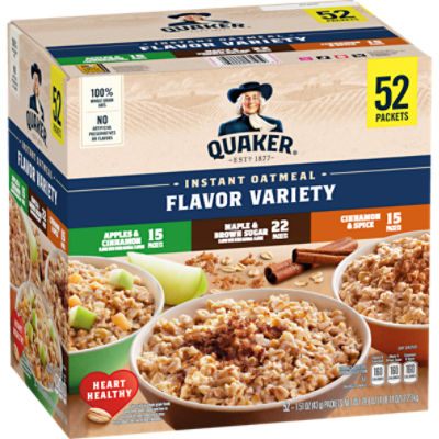 Quaker Instant Oatmeal Flavor Variety 1.51 Oz, 52 Count