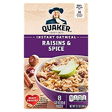 Quaker Raisins & Spice Instant Oatmeal, 1.51 oz, 8 count, 12.1 oz