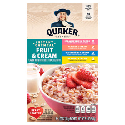 Quaker Instant Oatmeal Fruit & Cream Variety Pack 1.05 Oz 8 Count, 8.4 Ounce