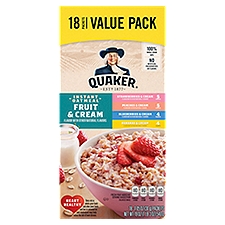 Quaker Fruit & Cream Instant Oatmeal Value Pack, 18 count, 1.05 oz