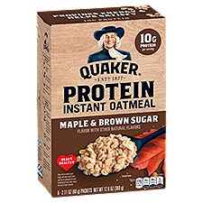 Quaker Protein Maple & Brown Sugar Instant Oatmeal, 2.11 oz, 6 count