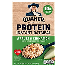 Quaker Protein Apples & Cinnamon Instant Oatmeal, 2.11 oz, 6 count