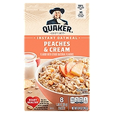 Quaker Instant Oatmeal, Peaches & Cream, 8.4 Oz, 8 Count