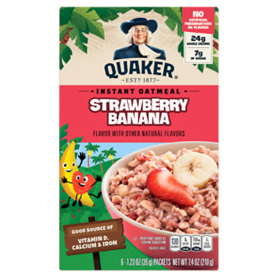 Quaker Strawberry Banana Instant Oatmeal, 1.23 oz, 6 count