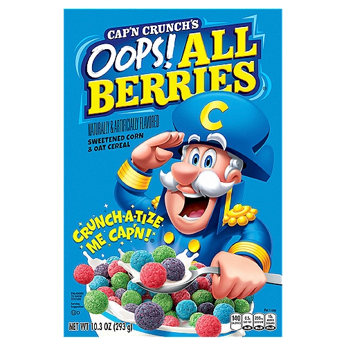 Cap'n Crunch's Opps! All Berries Sweetened Corn & Oat Cereal, 10.3 oz