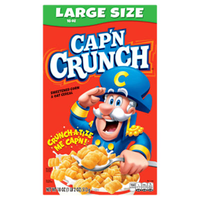 Cap'n Crunch Sweetened Corn & Oat Cereal Large Size, 18 oz