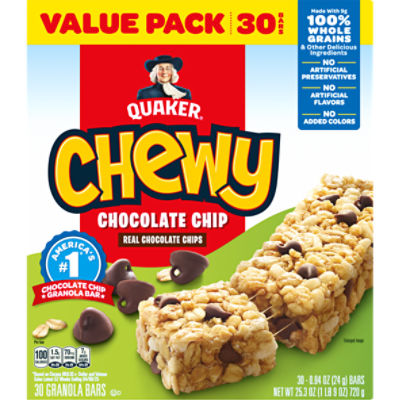 Quaker Chewy Granola Bars, Chocolate Chip, 0.84 Oz, 30 Count ShopRite