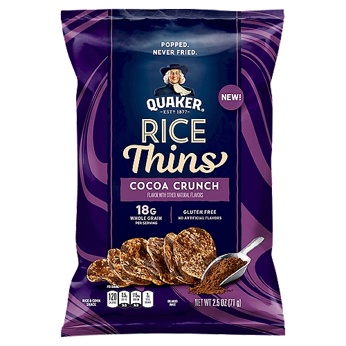 Quaker Rice Thins Cocoa Crunch Rice & Corn Snack, 2.5 oz