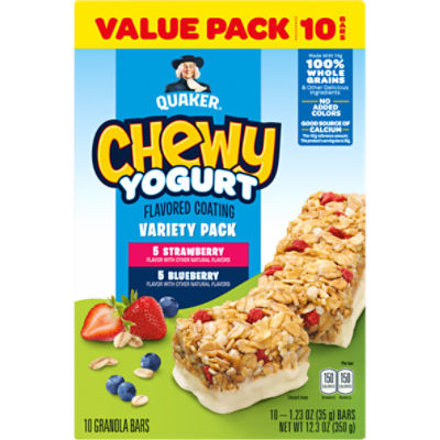 Quaker Chewy Yogurt Granola Bars Strawberry and Blueberry Variety Pack 12.3 Oz 10 Count, 12.3 Ounce
