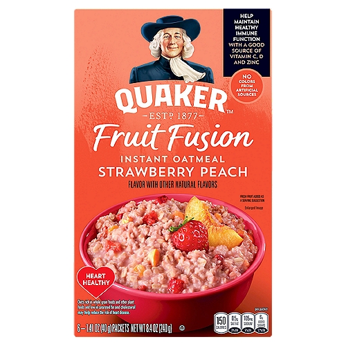 Quaker Fruit Fusion Instant Oatmeal Strawberry Peach 1.41 Oz 6 Count