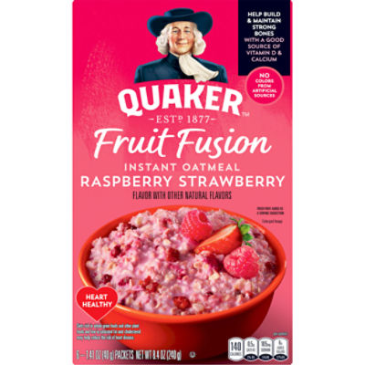 Quaker Instant Oatmeal Fruit Fusion, Raspberry Strawberry, 8.4 Oz, 6 Count