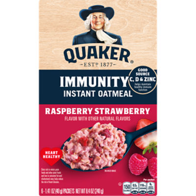 Quaker Instant Oatmeal Fruit Fusion, Raspberry Strawberry, 8.4 Oz, 6