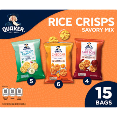 Quaker Rice Crisps Savory Mix, Variety, 10 Oz, 15 Count
